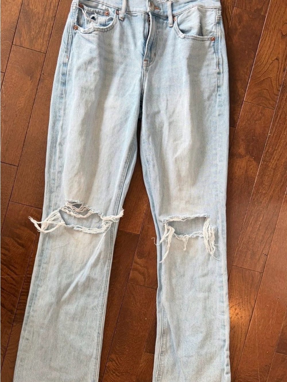 American Eagle Outfitters Light Wash Boot Cut Ripped Jeans
